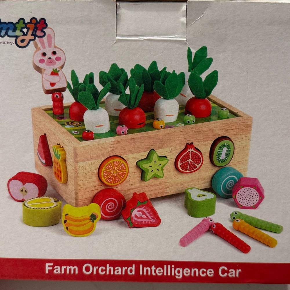Farm Orchard Intelligence Car - Wooden Activity Toy in Natural Wood & Green - Picture 5 of 5